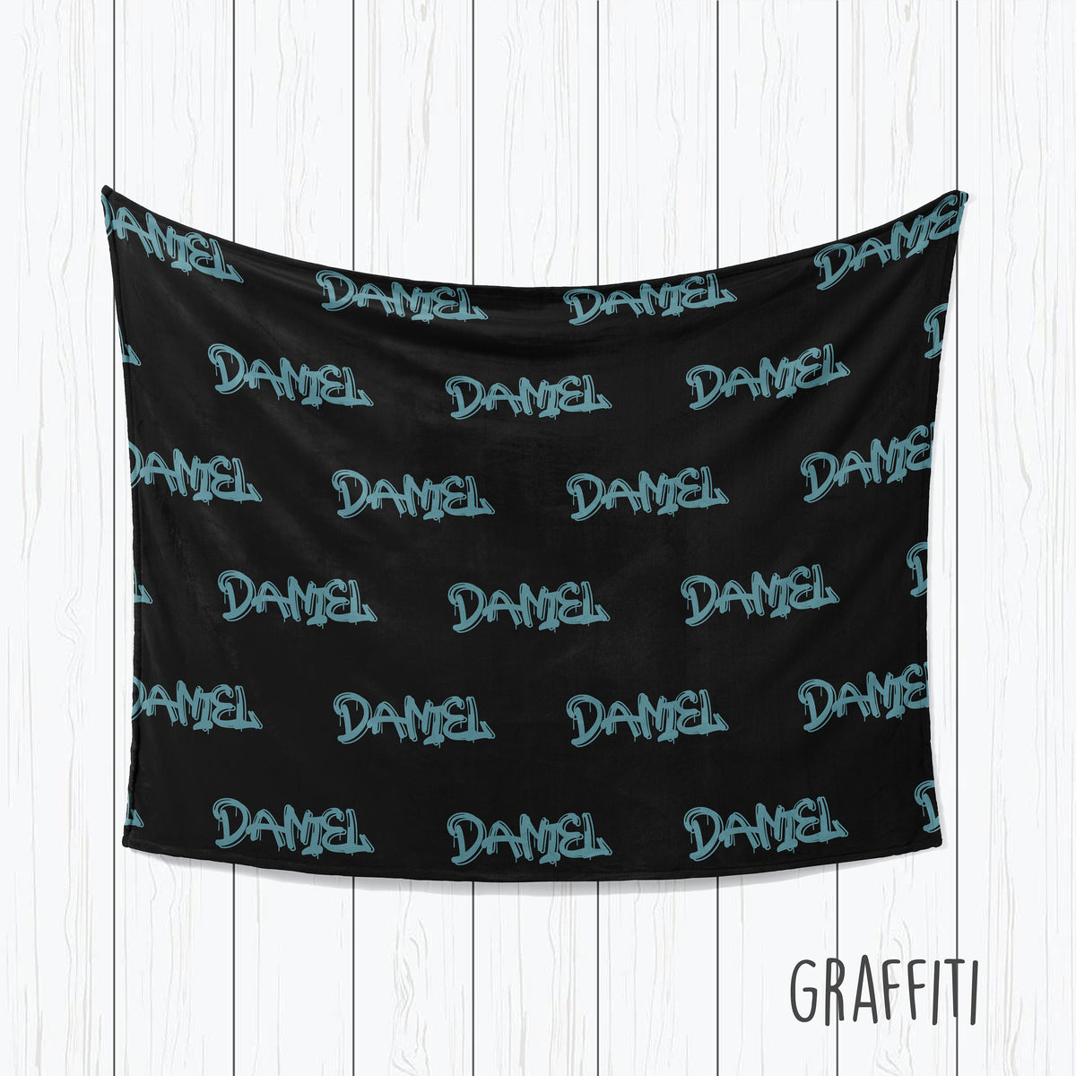 Personalized Kids Blanket: Plush Minky or Sherpa, Graffiti Name Design