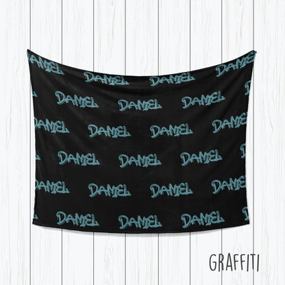 Personalized Kids Blanket: Plush Minky or Sherpa, Graffiti Name Design