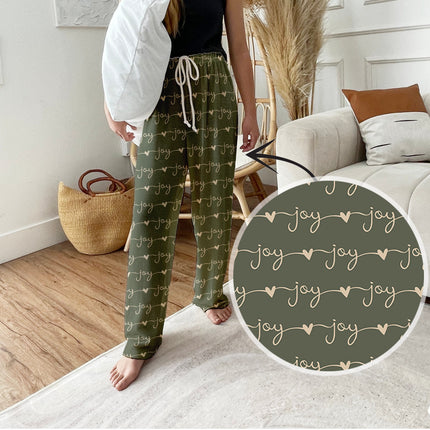 Personalized Pajama Pants: 'I LOVE YOU' Red & Green Winter Loungewear