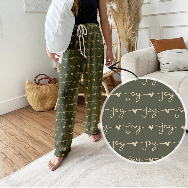 Personalized Pajama Pants: 'I LOVE YOU' Red & Green Winter Loungewear