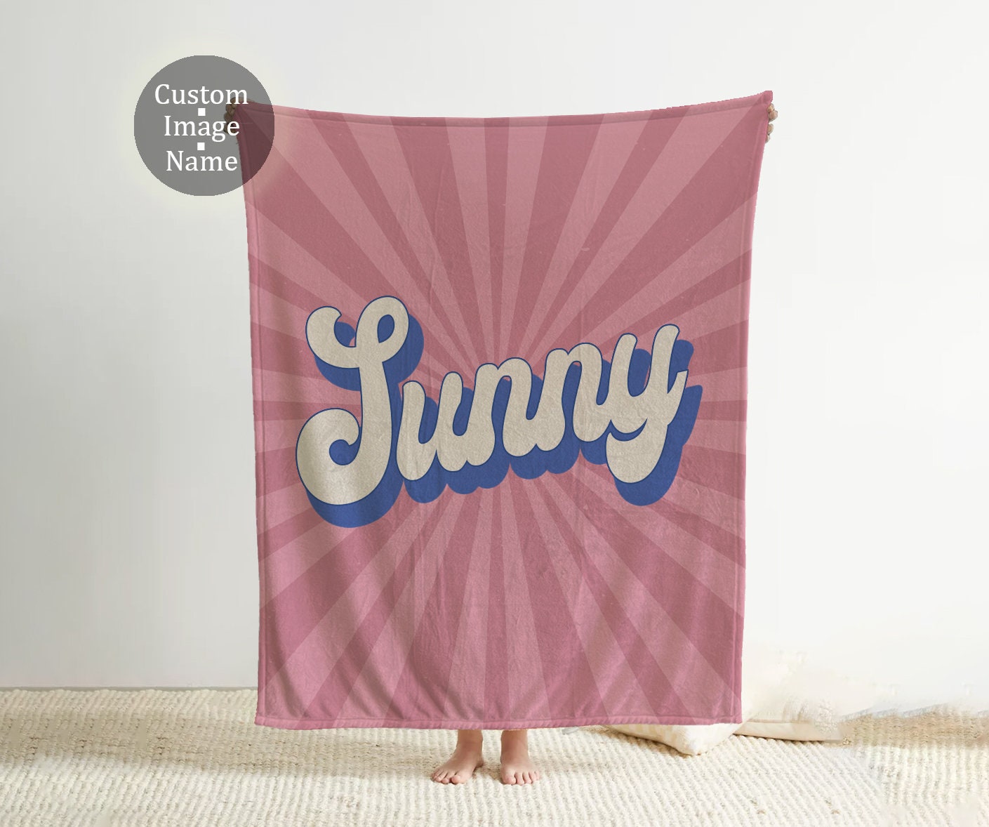 Personalized Groovy Font Blanket: Vintage Rustic Name Blanket