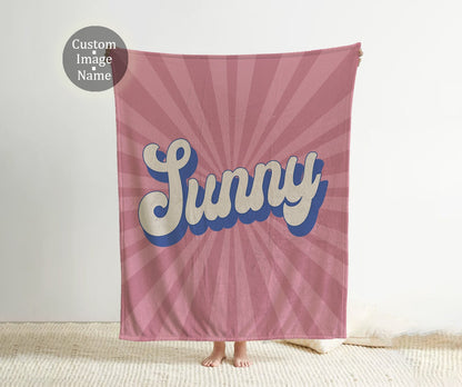 Personalized Groovy Font Blanket: Vintage Rustic Name Blanket