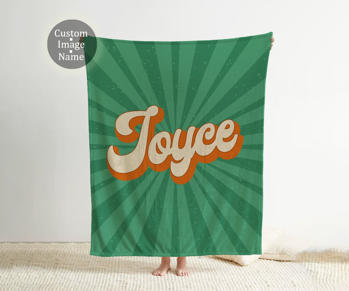 Personalized Groovy Font Blanket: Vintage Rustic Style, Custom Name Gift