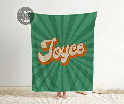 Personalized Groovy font in vintage rustic style blanket with Name, Custom blanket gift, Birthday Anniversary Gift