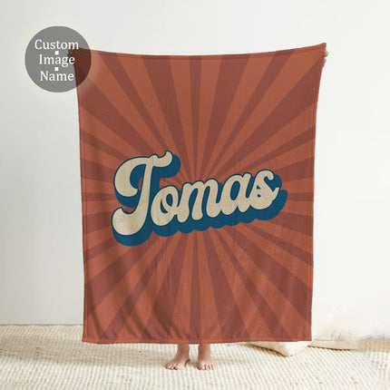 Personalized Groovy Font Blanket Custom Name Vintage Rustic Throw Gift Birthday Anniversary Cozy Keepsake