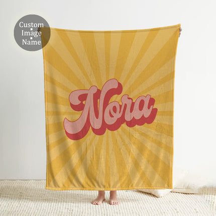 Personalized Groovy Font Blanket Custom Name Vintage Rustic Throw Gift Birthday Anniversary Cozy Keepsake