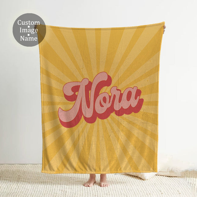 Personalized Groovy Font Blanket Custom Name Vintage Rustic Throw Gift Birthday Anniversary Cozy Keepsake