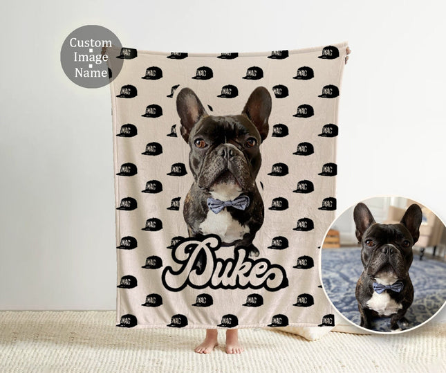 Custom Pet with Cap Design Blanket Using Pet Photo - CustomCooper