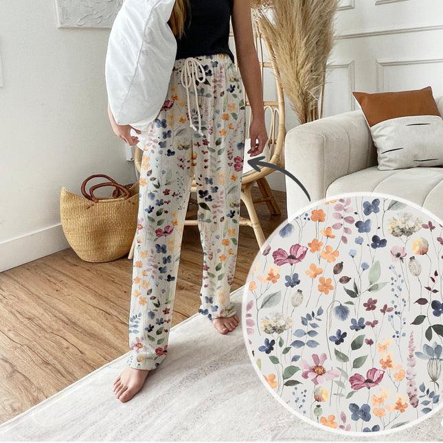 Floral Watercolor Pajama Pants: Custom Pet Photo, Dog Mom Gift