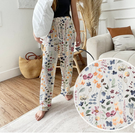 Floral Watercolor Pajama Pants: Custom Pet Photo, Dog Mom Gift