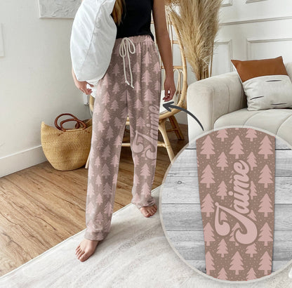 Personalized Christmas Tree Pajama Pants, Custom Holiday