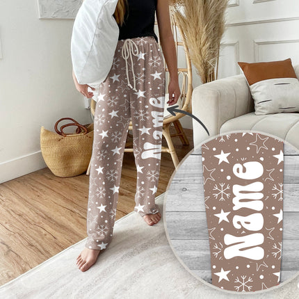 Personalized Christmas Tree Pajama Pants, Custom Holiday Loungewear