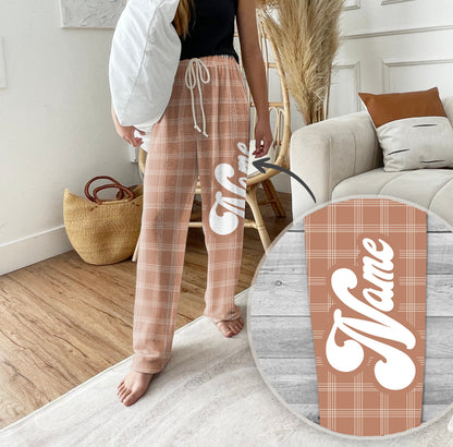 Personalized Christmas Pajama Pants, Groovy Custom Name Loungewear