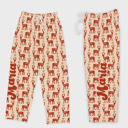 Personalized Christmas Tree Design Pajama Pants, Custom Name Family Pajamas