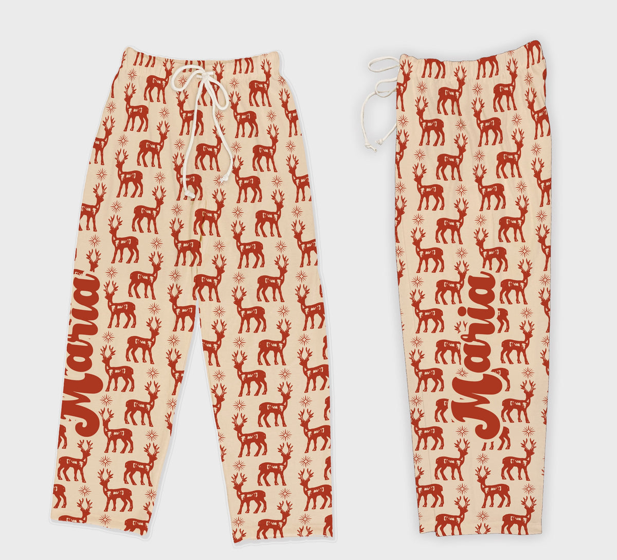 Personalized Christmas Tree Design Pajama Pants, Custom Name Family Pajamas