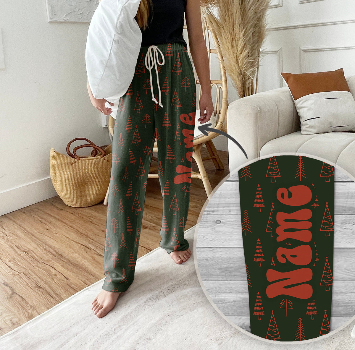 Personalized Christmas Light Pajama Pants: Custom Monogrammed Loungewear