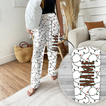 Personalized Christmas Tree Pajama Pants, Custom Holiday Loungewear
