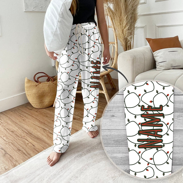 Personalized Christmas Tree Pajama Pants, Custom Holiday Loungewear