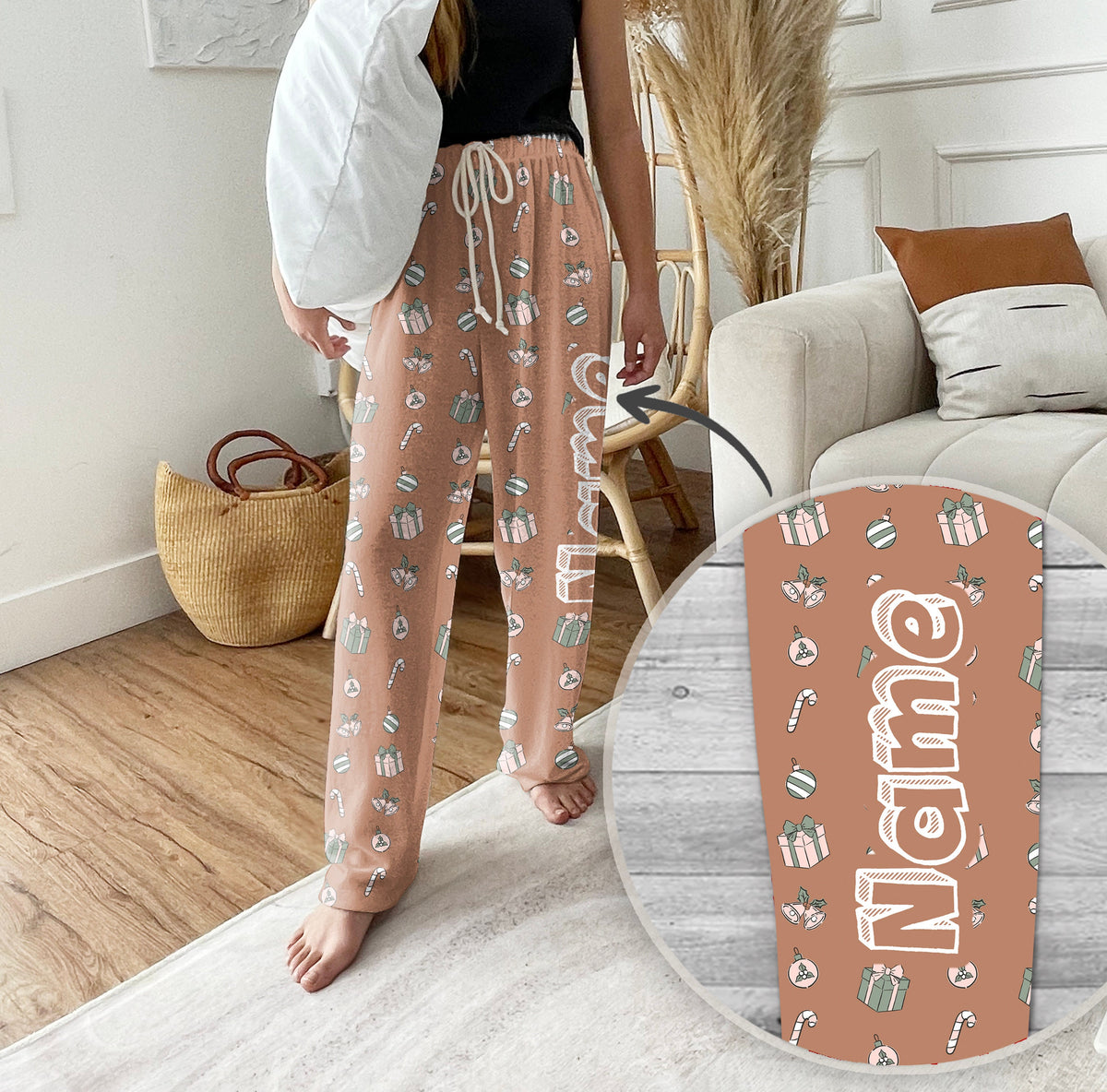 Personalized Christmas Pajama Pants: Groovy Vintage Style