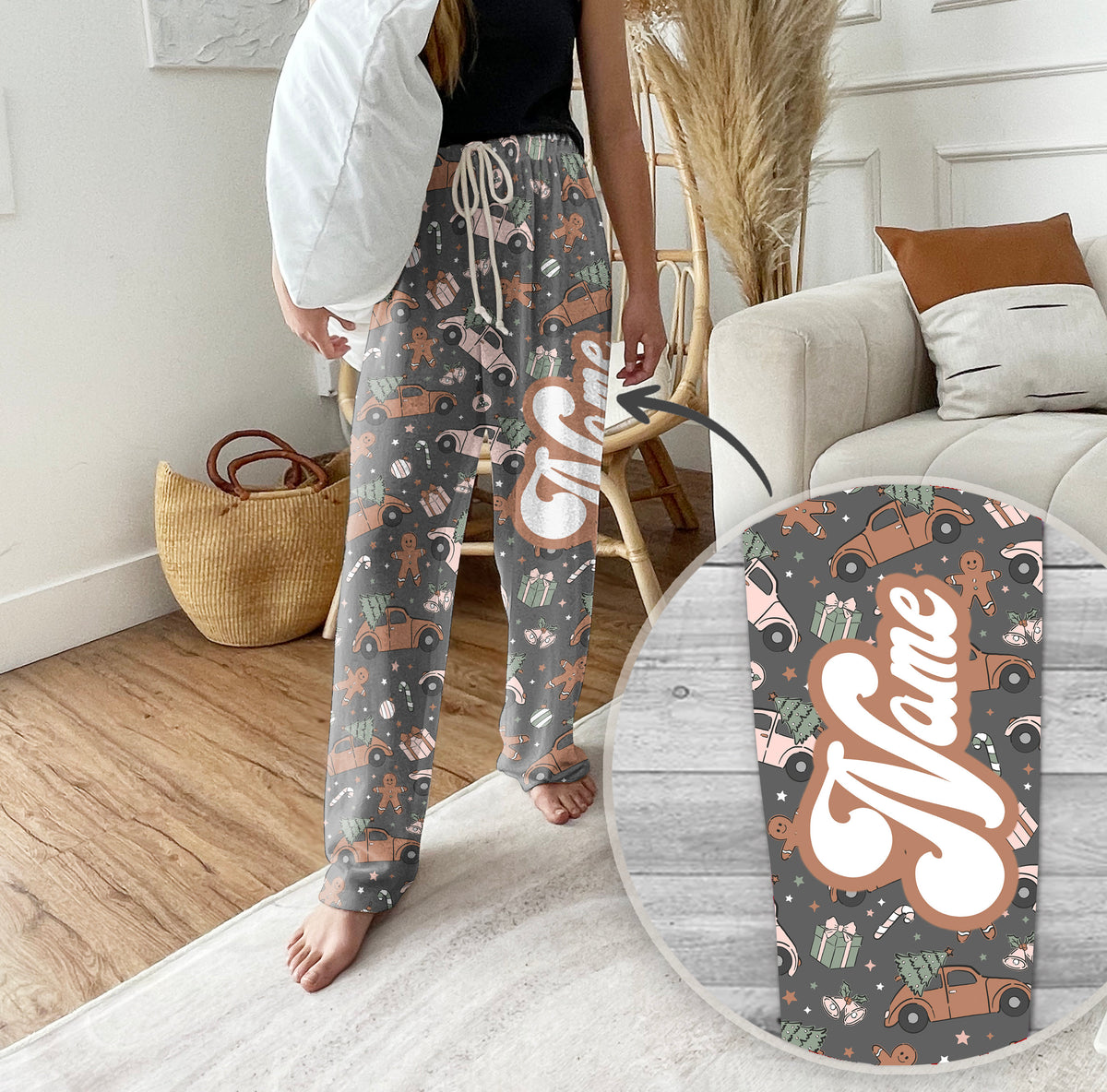 Personalized Christmas Pajama Pants: Groovy Vintage Style
