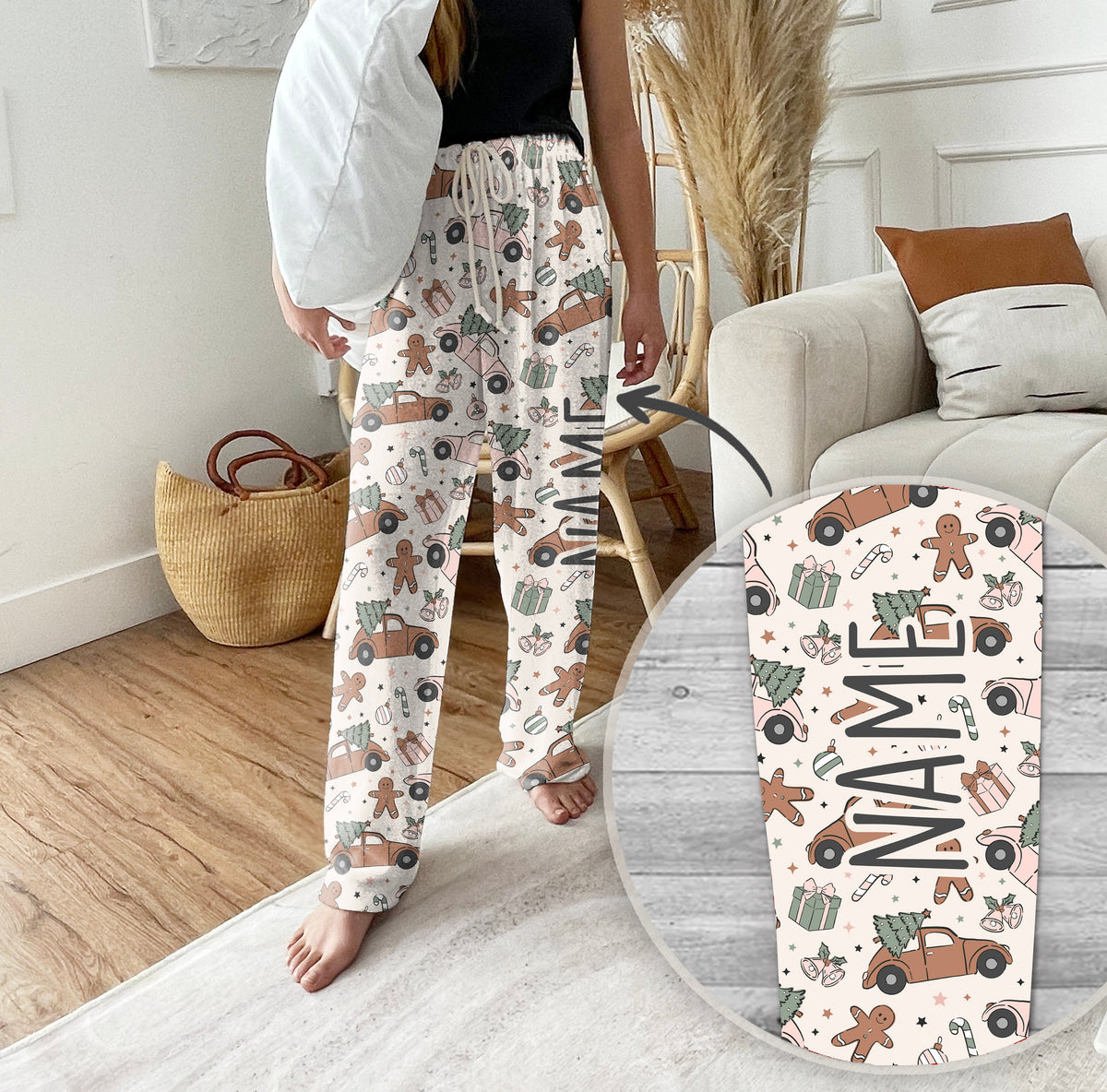 Personalized Christmas Design Pajama Pants: Groovy Holiday PJs