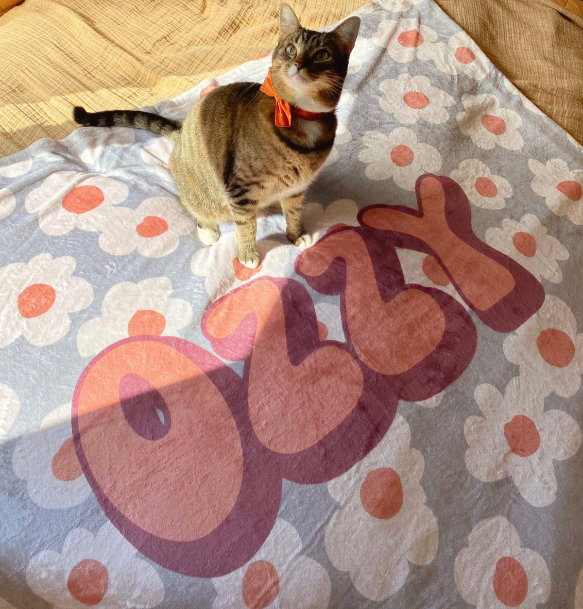 Personalized Retro Flower Baby Blanket: Custom Name Minky Sherpa Throw