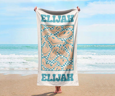 RETRO Style Personalized Beach Towel Personalized Name Bath Towel Custom Pool Towel Beach Towel With Name Outside Birthday Vacation Gift