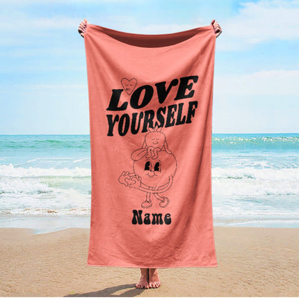Retro groovy posters Personalized Beach Towel Name Bath Towel Custom Pool Towel Beach Towel With Name Outside Birthday Vacation Gift