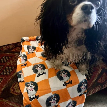 Custom Checkered Pet Photo Pajama Pants: Personalized Dog Cat Gift
