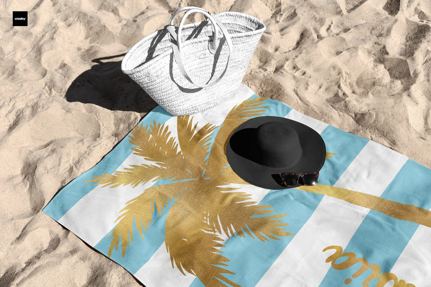 Gold Palm Tree Personalized Beach Towel Personalized Name Bath Towel Custom Pool Towel Beach Towel With Name Outside Birthday Vacation Gift