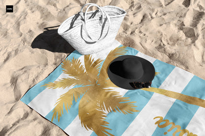 Gold Palm Tree Personalized Beach Towel Personalized Name Bath Towel Custom Pool Towel Beach Towel With Name Outside Birthday Vacation Gift