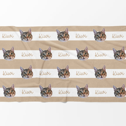 Portrait Pet Beach Towel Pet Photo + Name Custom Dog Beach Towel Cat Picture Blanket Pet Photo Customized Gift