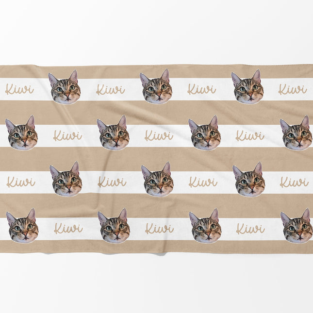 Portrait Pet Beach Towel Pet Photo + Name Custom Dog Beach Towel Cat Picture Blanket Pet Photo Customized Gift