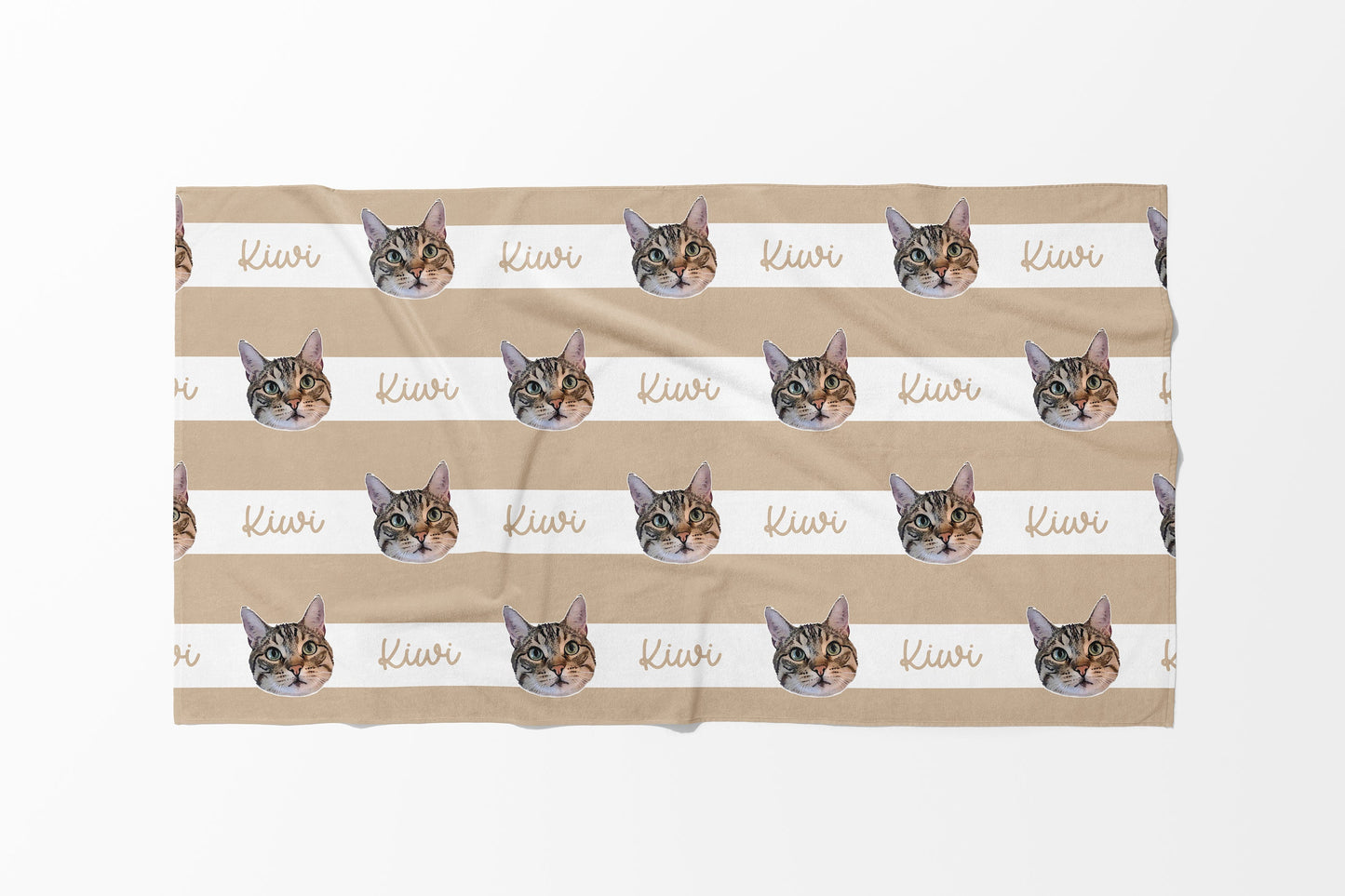 Portrait Pet Beach Towel Pet Photo + Name Custom Dog Beach Towel Cat Picture Blanket Pet Photo Customized Gift