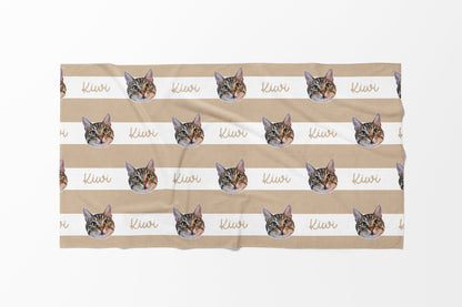 Portrait Pet Beach Towel Pet Photo + Name Custom Dog Beach Towel Cat Picture Blanket Pet Photo Customized Gift