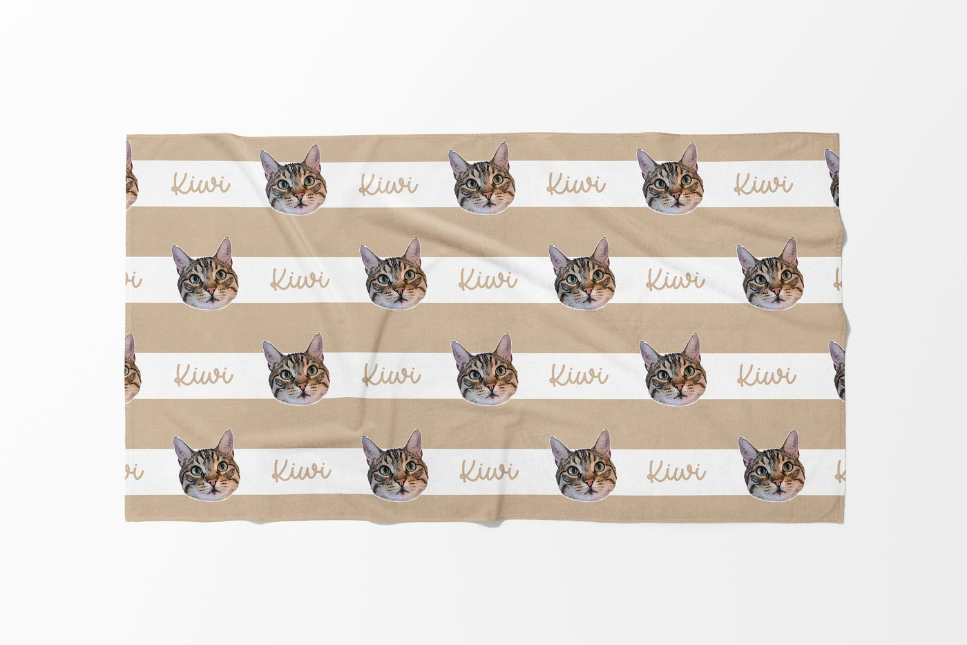 Portrait Pet Beach Towel Pet Photo + Name Custom Dog Beach Towel Cat Picture Blanket Pet Photo Customized Gift