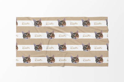 Portrait Pet Beach Towel Pet Photo + Name Custom Dog Beach Towel Cat Picture Blanket Pet Photo Customized Gift