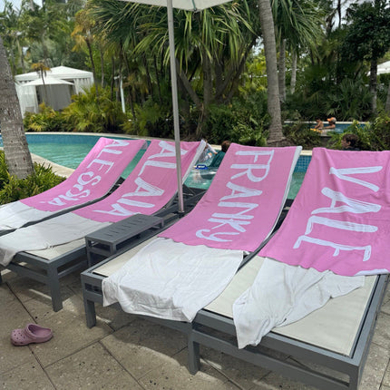 Bold Font Style Personalized Beach Towel Personalized Name - CustomCooper