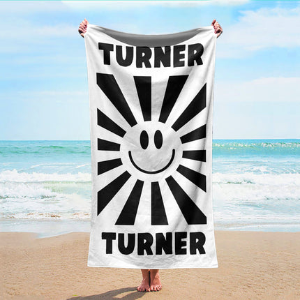 Smile Face Personalized Beach Towel Personalized Name Bath Towel Custom Pool Towel Beach Towel With Name Outside Birthday Vacation Gift