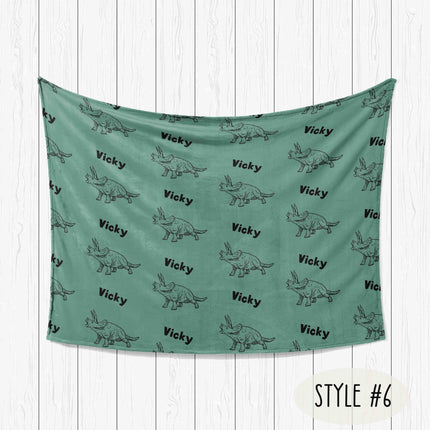 Personalized Dino Blanket: Plush Minky or Sherpa, Kids Design