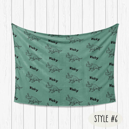 Personalized Dinosaur Blanket: Plush Minky or Sherpa, Kids Design