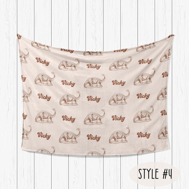 Personalized Dinosaur Blanket: Plush Minky or Sherpa, Kids Design
