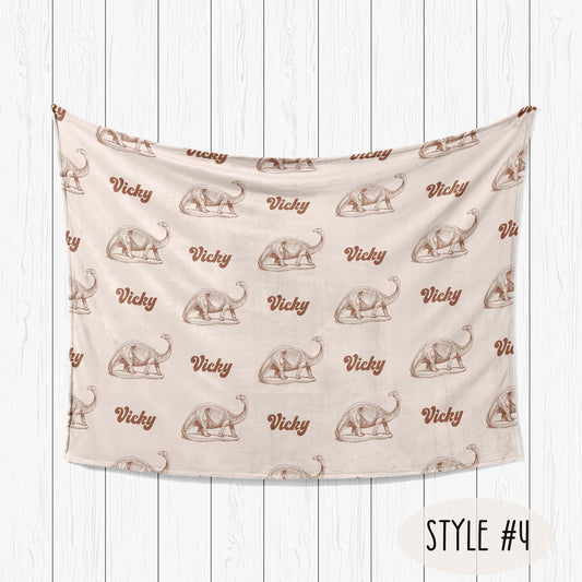 Personalized Dinosaur Blanket: Plush Minky or Sherpa, Kids Design