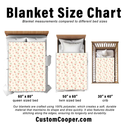 Personalized Strawberry Kids Blanket: Minky or Sherpa Baby Blanket