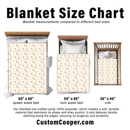 Personalized Strawberry Blanket: Minky or Sherpa, Kids Name Blanket