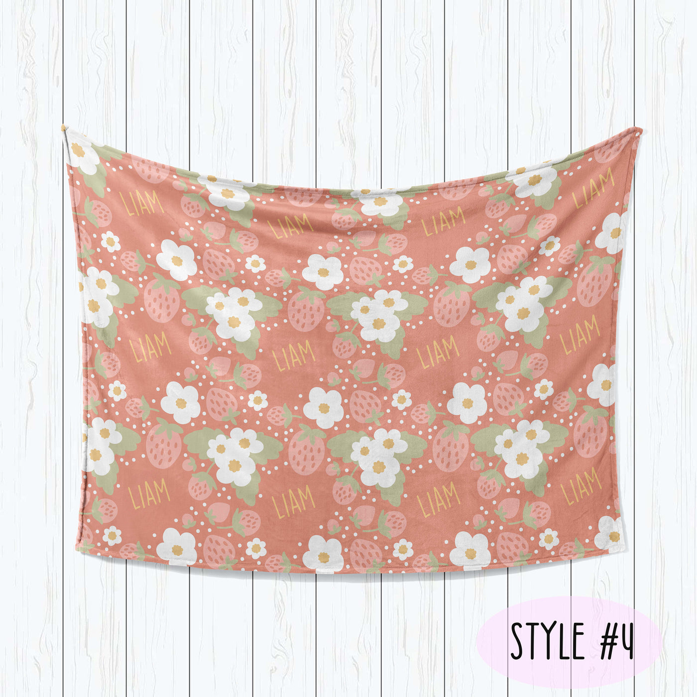 Sweet Strawberry Kids Design Personalize blanket, Minky or Sherpa custom blanket, Baby blanket, Kids Blanket, birthday gift idea