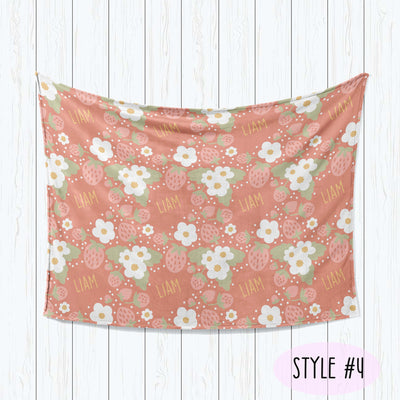 Sweet Strawberry Kids Design Personalize blanket, Minky or Sherpa custom blanket, Baby blanket, Kids Blanket, birthday gift idea