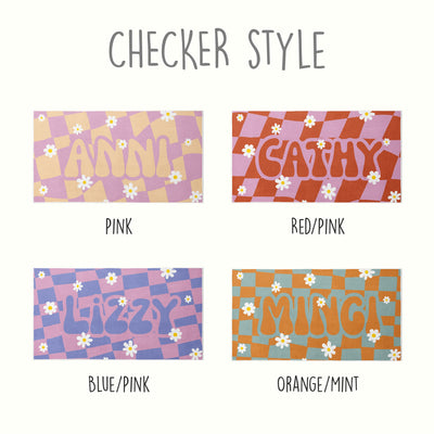 Personalized Beach Towel Retro Style Custom Name Bath Towel Groovy Design Birthday Vacation Gift
