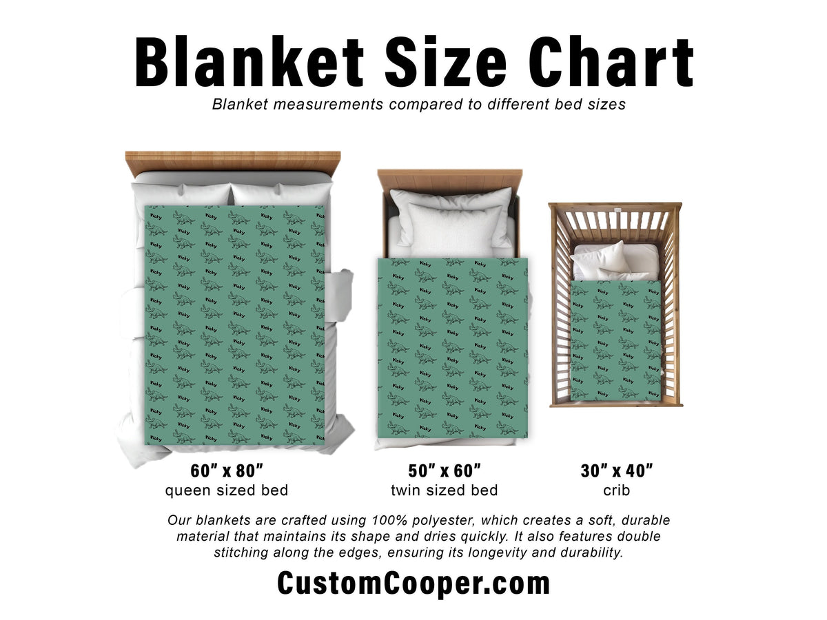 Personalized Dino Blanket: Plush Minky or Sherpa, Kids Design