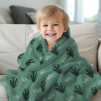 Personalized Dino Blanket: Plush Minky or Sherpa, Kids Design